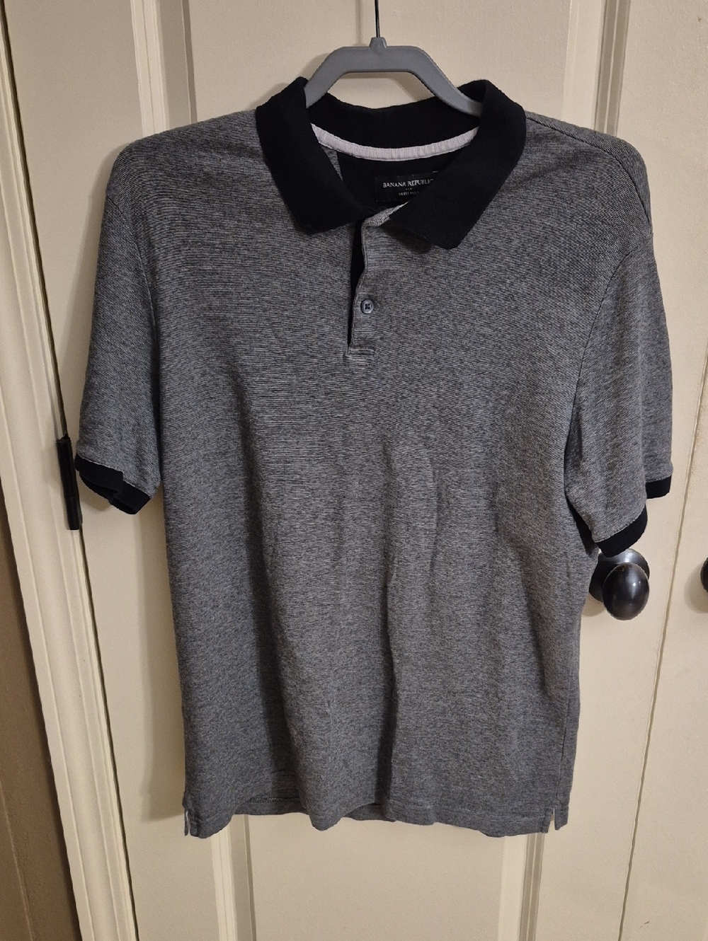 Banana Republic Grey Polo with Black Collar and Trim